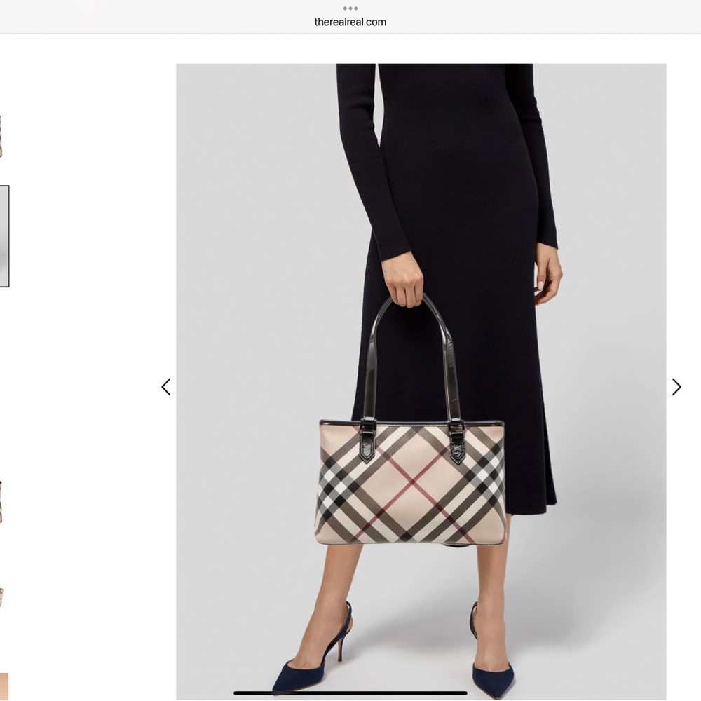 Burberry supernova check Tote Bag with Black Straps